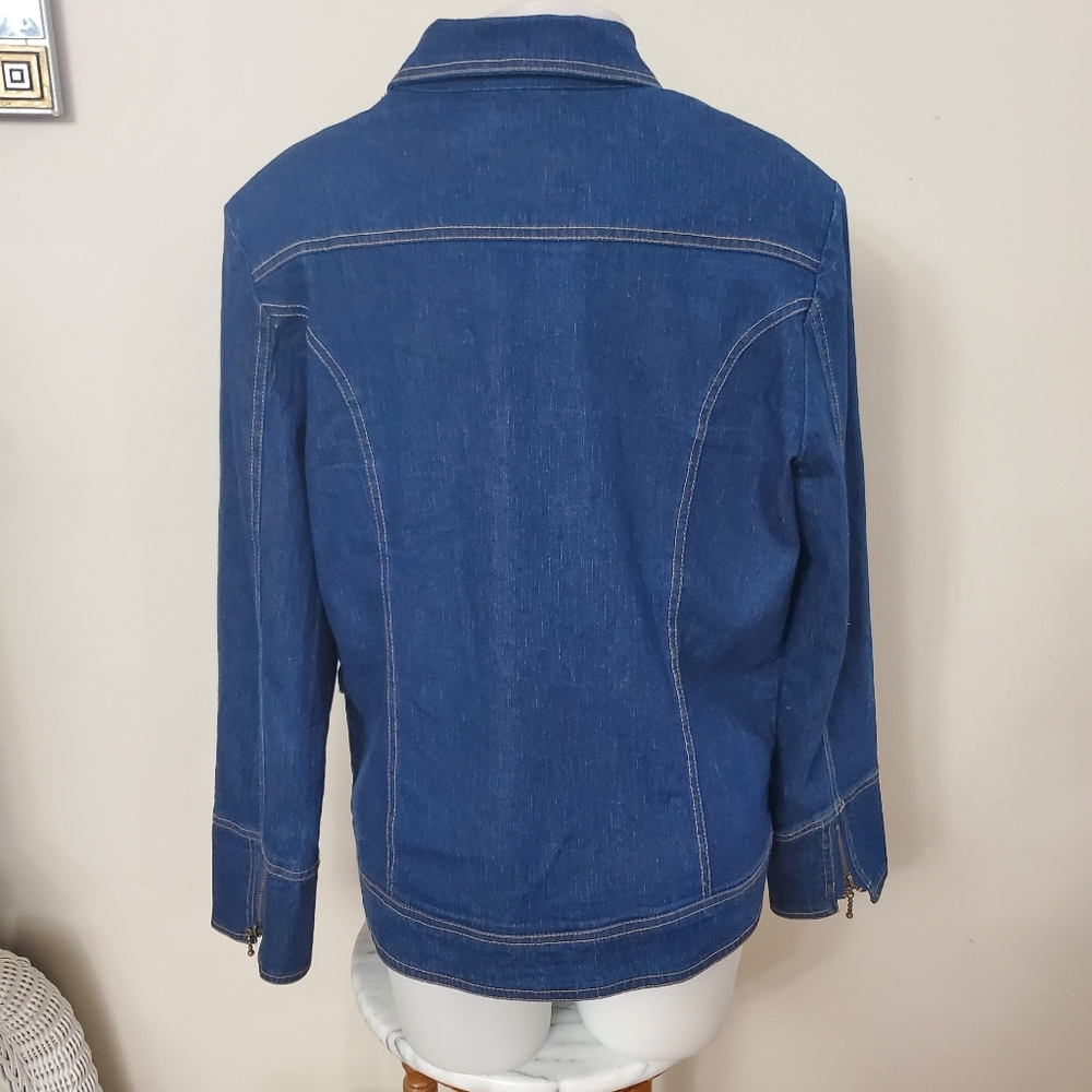 Zipper A Bit Sticky - Crystal Jean Jacket sz 12 - Picture 5 of 12